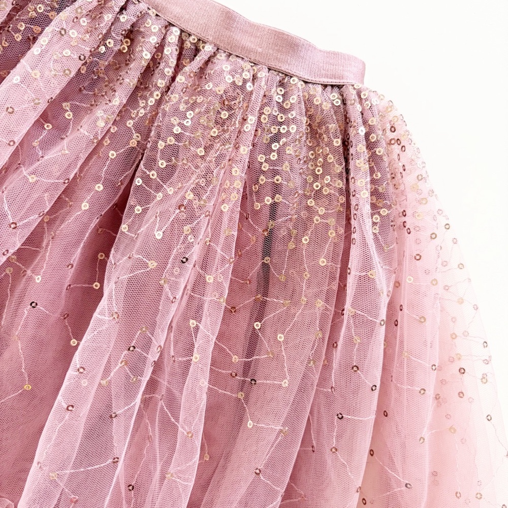 Cotton On Kids Girls Pink Tulle Maxi Tutu Skirt with Rose Gold Sequins Size 3-4 - Picture 4 of 13
